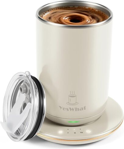 Self Stirring Coffee Mug with Temperature Control,Type-C Heated Magnetic Mixing Cup,3 Heat Levels,8-Hour Auto Shut-Off,USB Rechargeable Stainless Steel Smart Mug for Milk Protein Shakes Black 11oz in Kuwait