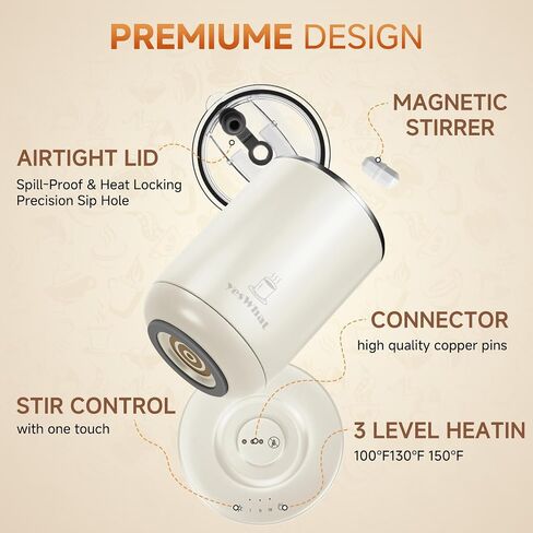 Self Stirring Coffee Mug with Temperature Control,Type-C Heated Magnetic Mixing Cup,3 Heat Levels,8-Hour Auto Shut-Off,USB Rechargeable Stainless Steel Smart Mug for Milk Protein Shakes Black 11oz in Kuwait