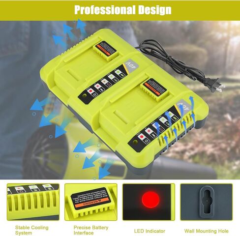 JYJZPB Dual Channel OP401 40V Battery Charger for Ryobi 40V Battery OP4050A OP4026 OP40601 OP4040 OP4030 OP4015 OP40201 Lithium Battery in Saudi Arabia