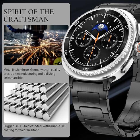 KOREDA Metal Band for Samsung Galaxy Watch 8 Classic 46mm/Galaxy Watch 8 40mm 44mm Bands, No Gap Solid Stainless Steel Business Metal Strap for Galaxy Watch 8 Men Women in Kuwait