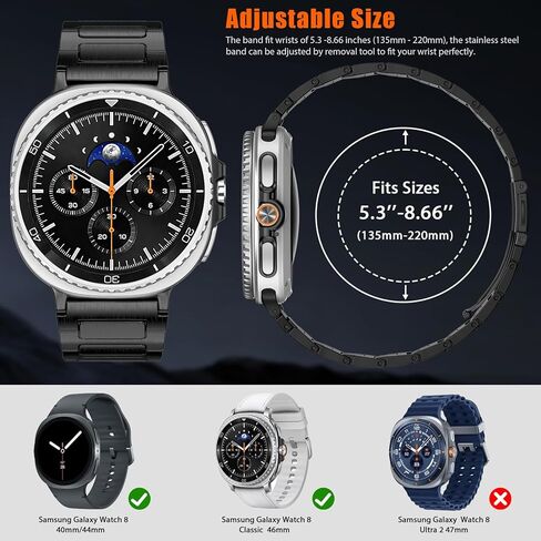 KOREDA Metal Band for Samsung Galaxy Watch 8 Classic 46mm/Galaxy Watch 8 40mm 44mm Bands, No Gap Solid Stainless Steel Business Metal Strap for Galaxy Watch 8 Men Women in Kuwait