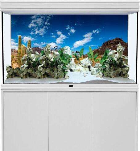 48x18 inches Reptile Habitat Background Blue Sky Oasis Cactus Desert Terrarium Background Polyester in Saudi Arabia
