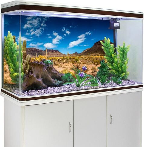 48x18 inches Reptile Habitat Background Blue Sky Oasis Cactus Desert Terrarium Background Polyester in Saudi Arabia