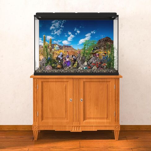 48x18 inches Reptile Habitat Background Blue Sky Oasis Cactus Desert Terrarium Background Polyester in Saudi Arabia