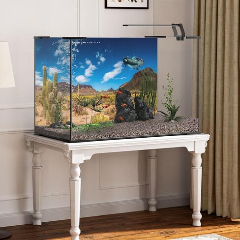 48x18 inches Reptile Habitat Background Blue Sky Oasis Cactus Desert Terrarium Background Polyester in Saudi Arabia