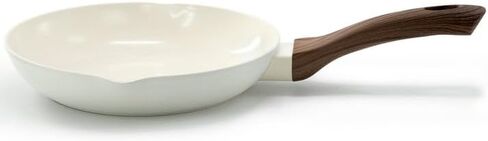 Ceramic Nonstick Frying Pan – Forged Aluminum Skillet with Bakelite Handle & Dual Pour Spouts, Off-White (9.5 Inch) in Kuwait