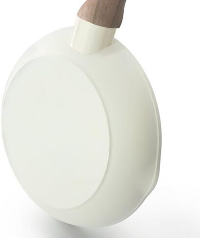 Ceramic Nonstick Frying Pan – Forged Aluminum Skillet with Bakelite Handle & Dual Pour Spouts, Off-White (9.5 Inch) in Kuwait