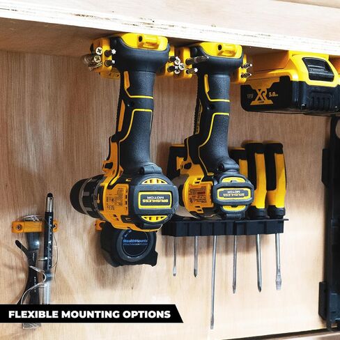 حامل أدوات StealthMounts Locking DeWalt، 4 عبوات من شماعات أدوات DeWalt | حامل أدوات ديوالت مثبت على الحائط | تخزين أدوات ديوالت | حامل مثقاب ديوالت | مقطع مثقاب ديوالت | المحرز في المملكة المتحدة in Saudi Arabia