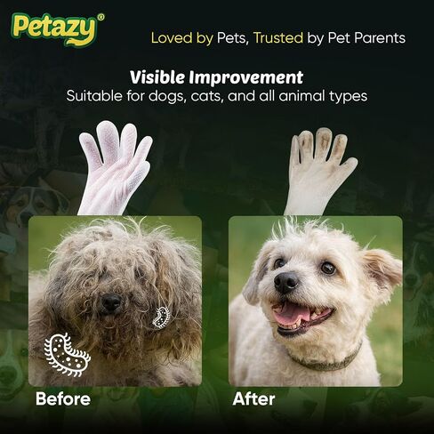Pet Glove Wipes for Dogs & Cats – 25 Pack | Hypoallergenic, No Rinse, Extra Thick Cleaning Gloves with Aloe & Coconut Oil | Paws, Face, Ears & Butt | Travel Friendly, Gentle & Safe in Saudi Arabia