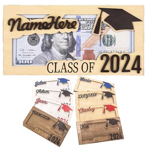 محفظة تخرج شخصية لعام 2024 صندوق بطاقات خشبي مخصص للخريجين هدية مغلف نقدي فريدة من نوعها in Kuwait