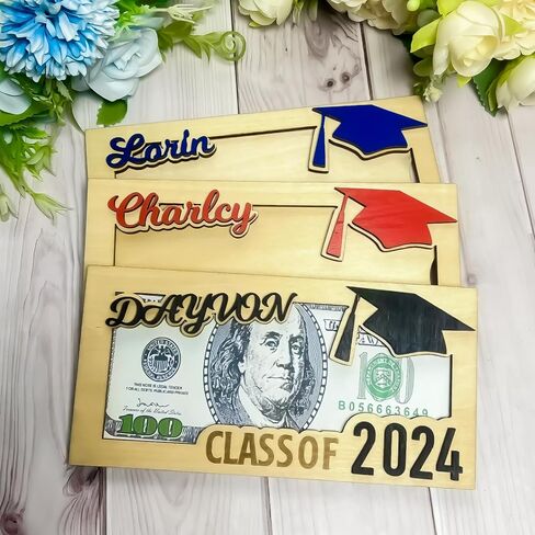 محفظة تخرج شخصية لعام 2024 صندوق بطاقات خشبي مخصص للخريجين هدية مغلف نقدي فريدة من نوعها in Kuwait