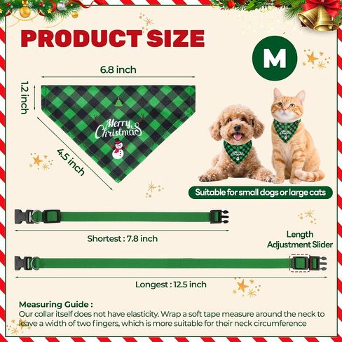 Christmas Dog Bandana with Unique Quick-Release Buckle and Retractable Design,Triangle Reversible Bibs Breed for S-M Dog and Cat,Red Plaid Bandana with Christmas Santa (M) in Kuwait