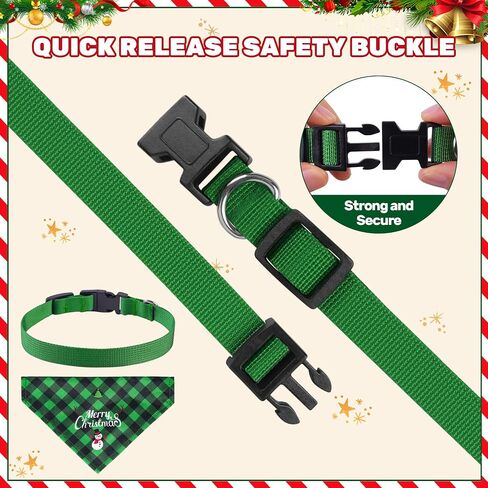 Christmas Dog Bandana with Unique Quick-Release Buckle and Retractable Design,Triangle Reversible Bibs Breed for S-M Dog and Cat,Red Plaid Bandana with Christmas Santa (M) in Kuwait