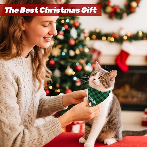 Christmas Dog Bandana with Unique Quick-Release Buckle and Retractable Design,Triangle Reversible Bibs Breed for S-M Dog and Cat,Red Plaid Bandana with Christmas Santa (M) in Kuwait