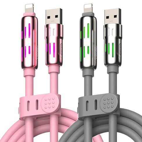 MFish 240W 4-in-1 Universal USB Charging Cable [2 Pack, 6.6ft] – Fast Charger Cord with USB-A, Dual USB-C & Lighting, for iPhone 14/15/16 Series, iPad & MacBook & More (2PACK, Black+White, 6.6Ft) in Kuwait