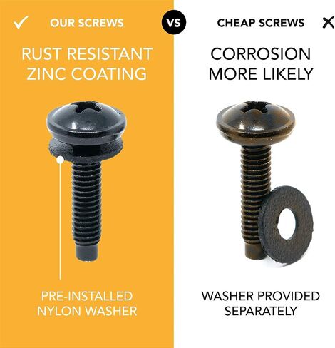 M6 Rack Screws, Cage Nuts and Nylon Washers (6mm x 16mm Screws, 50 Sets, Black) Rack Mount Screws for Server Console Mounting, Routers, Enclosures, Cabinets. Carbon Steel with Rust Resistant Zinc in Saudi Arabia