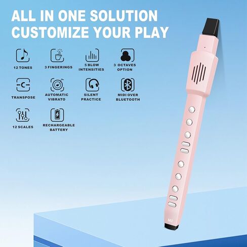 EX Digital Wind Instrument with 12 Tones, 3 Fingerings, Scales, Transpose Function, Automatic Vibrato, Three-octave Option, and Blow Intensities (Black) in Saudi Arabia