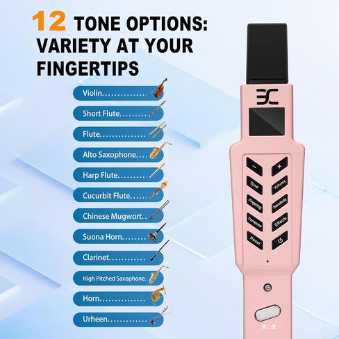 EX Digital Wind Instrument with 12 Tones, 3 Fingerings, Scales, Transpose Function, Automatic Vibrato, Three-octave Option, and Blow Intensities (Black) in Saudi Arabia