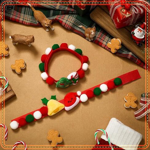 2 قطعة أطواق قطط عيد الميلاد قابلة للتعديل طوق كلب عيد الميلاد عيد الميلاد حلوى قصب جرس وشاح عيد الميلاد الحيوانات الأليفة الصغيرة قلادة الملحقات للفتيات الصبي كيتي الكلب الحيوانات الأليفة، 2 تصميم (صغير) in Kuwait
