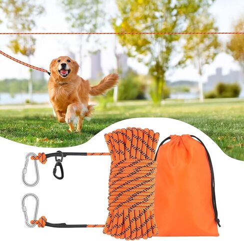 50ft Dog Tie Out Cable, Dog Leash, Long Leash for Dogs Outside, Lead for Camping, Tether for Yard, Line (Blue) in Saudi Arabia
