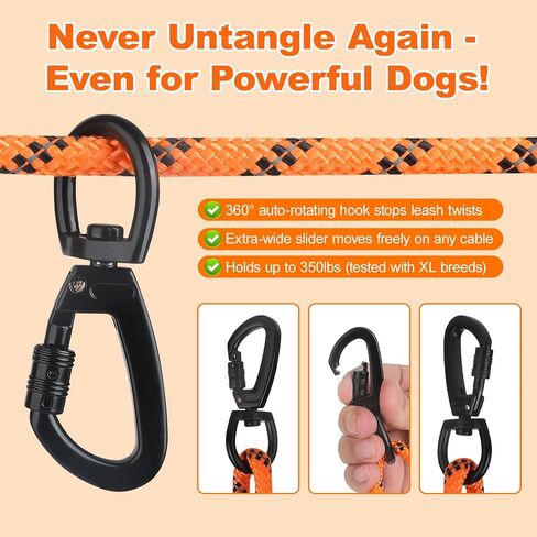 50ft Dog Tie Out Cable, Dog Leash, Long Leash for Dogs Outside, Lead for Camping, Tether for Yard, Line (Blue) in Saudi Arabia