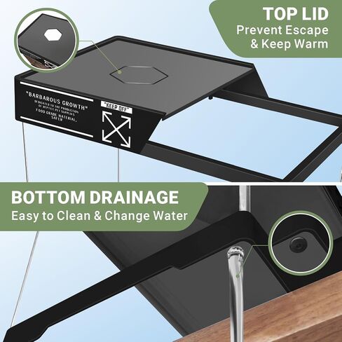 GOZILLA Mini Aquatic Turtle Tank Kit with Adjustable Lamp,PC Turtle Tank Starter Kit,Small Hermit Crab Tanks with Lid, Hanging Platform for Baby Turtles,Crabs,Fish.(11.8×7.24×7.1''/Black Kit) in Kuwait
