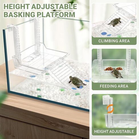 GOZILLA Mini Aquatic Turtle Tank Kit with Adjustable Lamp,PC Turtle Tank Starter Kit,Small Hermit Crab Tanks with Lid, Hanging Platform for Baby Turtles,Crabs,Fish.(11.8×7.24×7.1''/Black Kit) in Kuwait