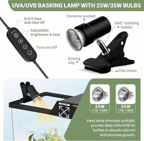 GOZILLA Mini Aquatic Turtle Tank Kit with Adjustable Lamp,PC Turtle Tank Starter Kit,Small Hermit Crab Tanks with Lid, Hanging Platform for Baby Turtles,Crabs,Fish.(11.8×7.24×7.1''/Black Kit) in Kuwait