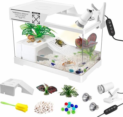 مجموعة خزان السلحفاة المائية الصغيرة من GOZILLA مع مصباح قابل للتعديل، مجموعة بداية خزان السلاحف PC، خزانات سرطان البحر الناسك الصغيرة مع غطاء، منصة معلقة لسلاحف الأطفال وسرطان البحر والأسماك. (11.8 × 7.24 × 7.1 بوصة/طقم أسود) in Kuwait