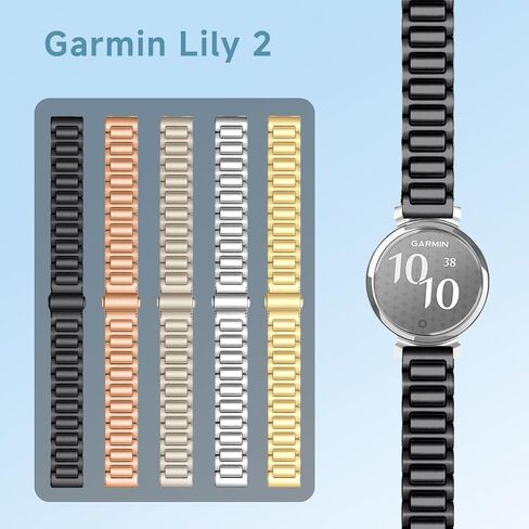 Mikoyi] شريط معدني 14 مم لـ Garmin Lily 2 Active/Sport/Classic ، معصم الفولاذ المقاوم للصدأ الصلب ، حزام إطلاق سريع ، شريط بديل رائع قابل للتعديل لـ Garmin Lily 2 in Saudi Arabia