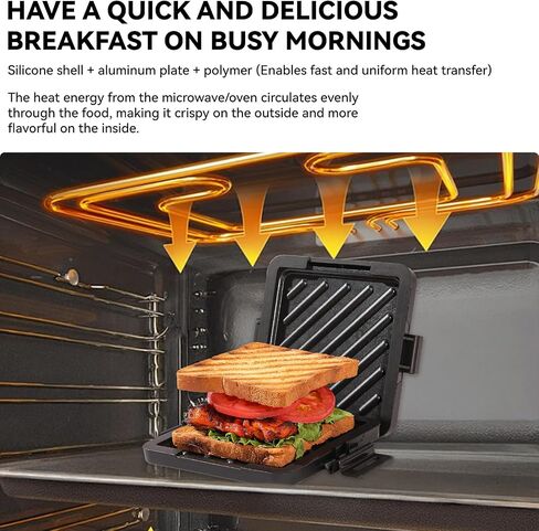 Microwave Toastie Sandwich Maker, Nonstick Plate Panini Maker, Versatile Wireless Small Toaster, Toastie Safe in Microwave Oven, Dishwasher Safe, Fast Cooking for Breakfast, Snacks, Orange in Saudi Arabia