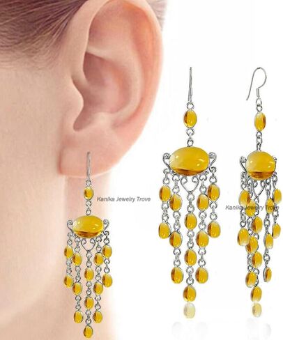 أقراط خطافية مصنوعة يدويًا من الفضة الإسترليني عيار 925، مجوهرات نسائية من الأحجار الكريمة البيضاوية مقاس 6x4 صغيرة متعددة الخيوط، أقراط متدلية كبيرة، هدية عيد الميلاد in Kuwait