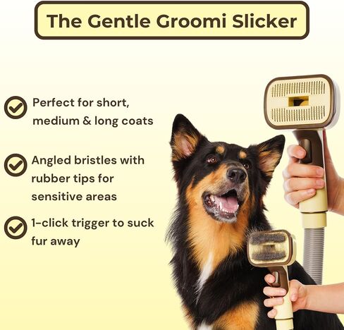 Pet Brush Kit - 3-in-1 Dog & Cat Hair Grooming Kit, Pet Hair Remover Works with Dyson & Universal Vacuum Attachment, Mess-Free, Reduce Shedding, Short, Long or Medium Pet Fur, All Breeds in Saudi Arabia