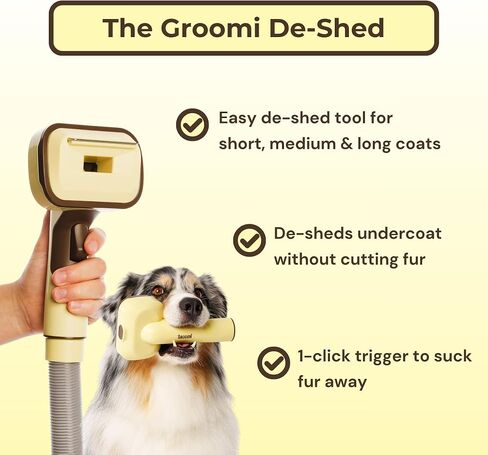 Pet Brush Kit - 3-in-1 Dog & Cat Hair Grooming Kit, Pet Hair Remover Works with Dyson & Universal Vacuum Attachment, Mess-Free, Reduce Shedding, Short, Long or Medium Pet Fur, All Breeds in Saudi Arabia
