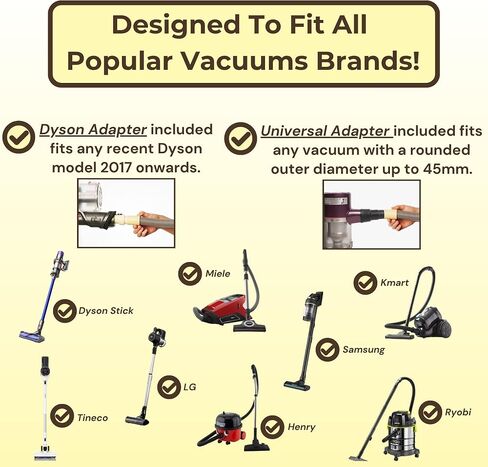Pet Brush Kit - 3-in-1 Dog & Cat Hair Grooming Kit, Pet Hair Remover Works with Dyson & Universal Vacuum Attachment, Mess-Free, Reduce Shedding, Short, Long or Medium Pet Fur, All Breeds in Saudi Arabia