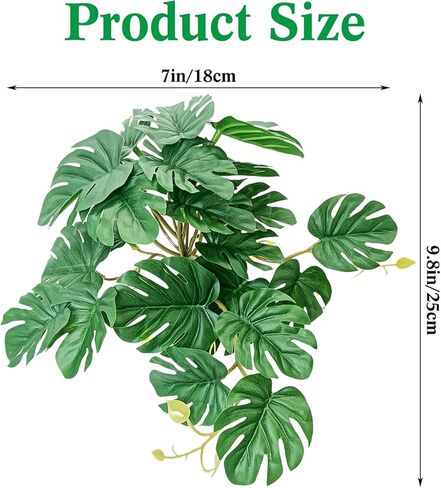 VCEPJH نباتات الزواحف مع كأس الشفط ديكور الموائل البرمائية 2 قطعة أوراق اصطناعية لديكور Terrarium ملحقات خزان أبو بريص المتوج للتنين الملتحي والسحلية والثعبان (Monstera) in Kuwait