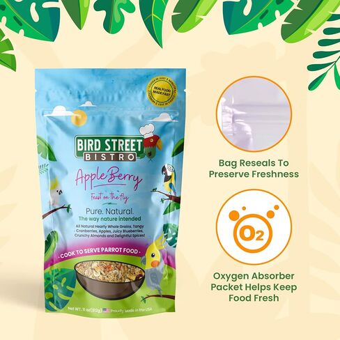 Bird Street Bistro Parrot Food - Parakeet & Cockatiel Food - Cooks in 3-15 min with Natural & Organic Grains, Legumes, Non-GMO Fruits, Vegetables & Health Spices in Saudi Arabia