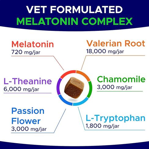 الميلاتونين للكلاب للنوم 6 ملغ - علاجات مساعدة نوم الكلاب - حبوب النوم للقلق - مضغ مهدئ قوي للغاية يساعد على النوم ليلاً - صنع في الولايات المتحدة الأمريكية - 120 قيراط in Kuwait