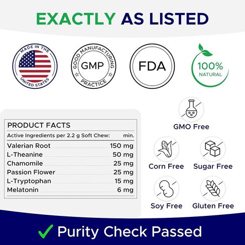 الميلاتونين للكلاب للنوم 6 ملغ - علاجات مساعدة نوم الكلاب - حبوب النوم للقلق - مضغ مهدئ قوي للغاية يساعد على النوم ليلاً - صنع في الولايات المتحدة الأمريكية - 120 قيراط in Kuwait