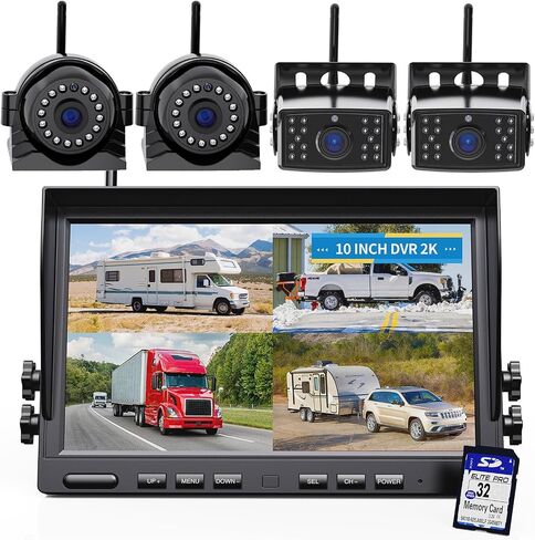 1080p Backup Camera System Kit 7'' Reversing Monitor with IP69 Waterproof Wired Backup Camera for RV Truck/Trailer/Tractor/Box Truck eRapta AXHER0202 in Saudi Arabia