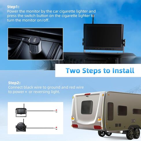 1080p Backup Camera System Kit 7'' Reversing Monitor with IP69 Waterproof Wired Backup Camera for RV Truck/Trailer/Tractor/Box Truck eRapta AXHER0202 in Saudi Arabia