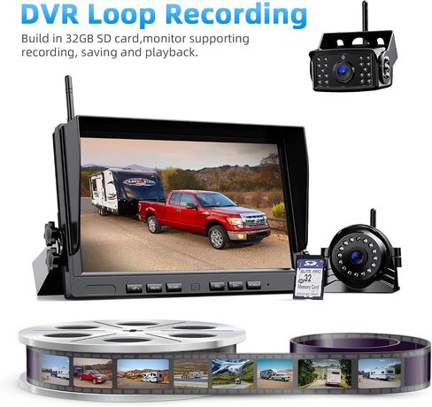 1080p Backup Camera System Kit 7'' Reversing Monitor with IP69 Waterproof Wired Backup Camera for RV Truck/Trailer/Tractor/Box Truck eRapta AXHER0202 in Saudi Arabia