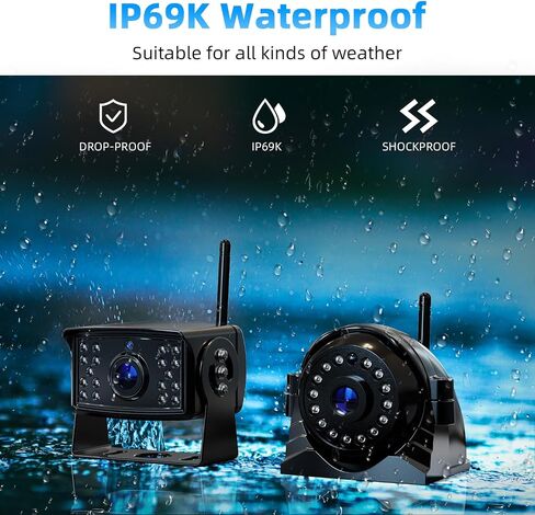 1080p Backup Camera System Kit 7'' Reversing Monitor with IP69 Waterproof Wired Backup Camera for RV Truck/Trailer/Tractor/Box Truck eRapta AXHER0202 in Saudi Arabia