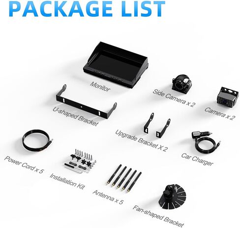 1080p Backup Camera System Kit 7'' Reversing Monitor with IP69 Waterproof Wired Backup Camera for RV Truck/Trailer/Tractor/Box Truck eRapta AXHER0202 in Saudi Arabia