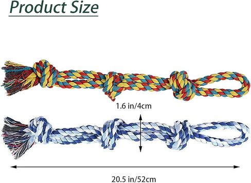 عبوة من قطعتين من لعبة حبل من الألياف الطبيعية للكلاب مقاس 21 بوصة - مضغ ملتوي للمضغ القوي، متعة جلب تفاعلية مع عقدة مزخرفة in Kuwait