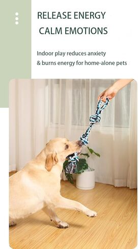 عبوة من قطعتين من لعبة حبل من الألياف الطبيعية للكلاب مقاس 21 بوصة - مضغ ملتوي للمضغ القوي، متعة جلب تفاعلية مع عقدة مزخرفة in Kuwait