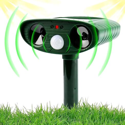 Ultrasonic Cat Deterrent,Solar Powered Deterrent Device with Flashing Light,Ultrasonic Cat Deterrent with Motion Sensor,Outdoor Solar Device for Dogs/Cats/Farm/Garden/Yard in Saudi Arabia
