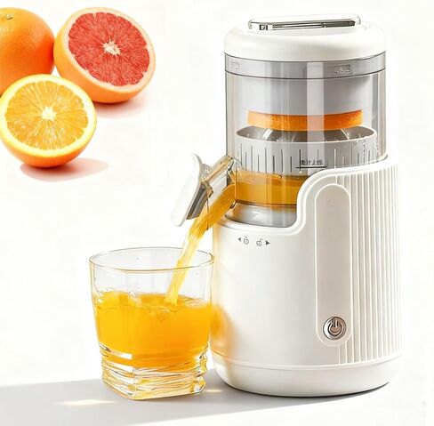 Electric Citrus Juicer, Portable USB Rechargeable Lemon Squeezer One-Touch Operation, High-Yield Cordless Orange Juicer Machine for Kitchen Travel Camping, Juicer for Lemon Lime Grapefruit (White) in Saudi Arabia