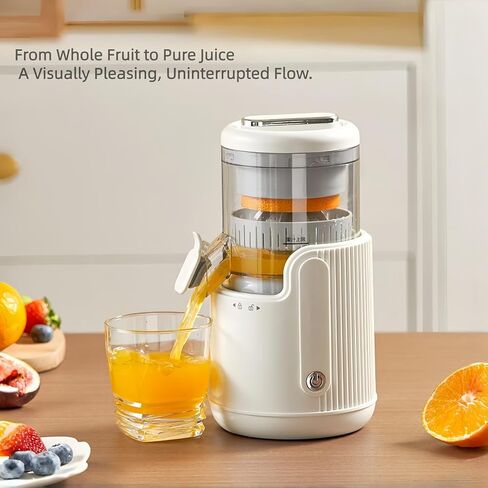 Electric Citrus Juicer, Portable USB Rechargeable Lemon Squeezer One-Touch Operation, High-Yield Cordless Orange Juicer Machine for Kitchen Travel Camping, Juicer for Lemon Lime Grapefruit (White) in Saudi Arabia