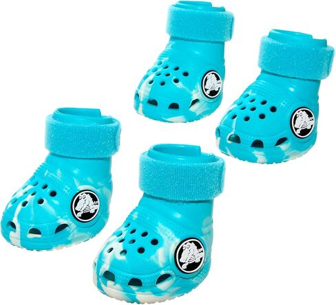 BarkBox Aqua Crocs Dog Shoes – Set of 4 Glow-in-The-Dark Dog Booties with EVA Foam, Adjustable Strap & Non-Slip Sole – Comfortable Paw Protection for Large Breeds (51-80 lbs) in Saudi Arabia